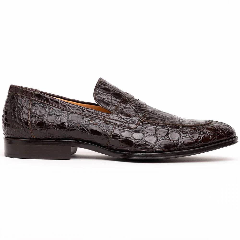 NEW ZELLI ITALIA men's roma crocodile penny loafer in nicotine
